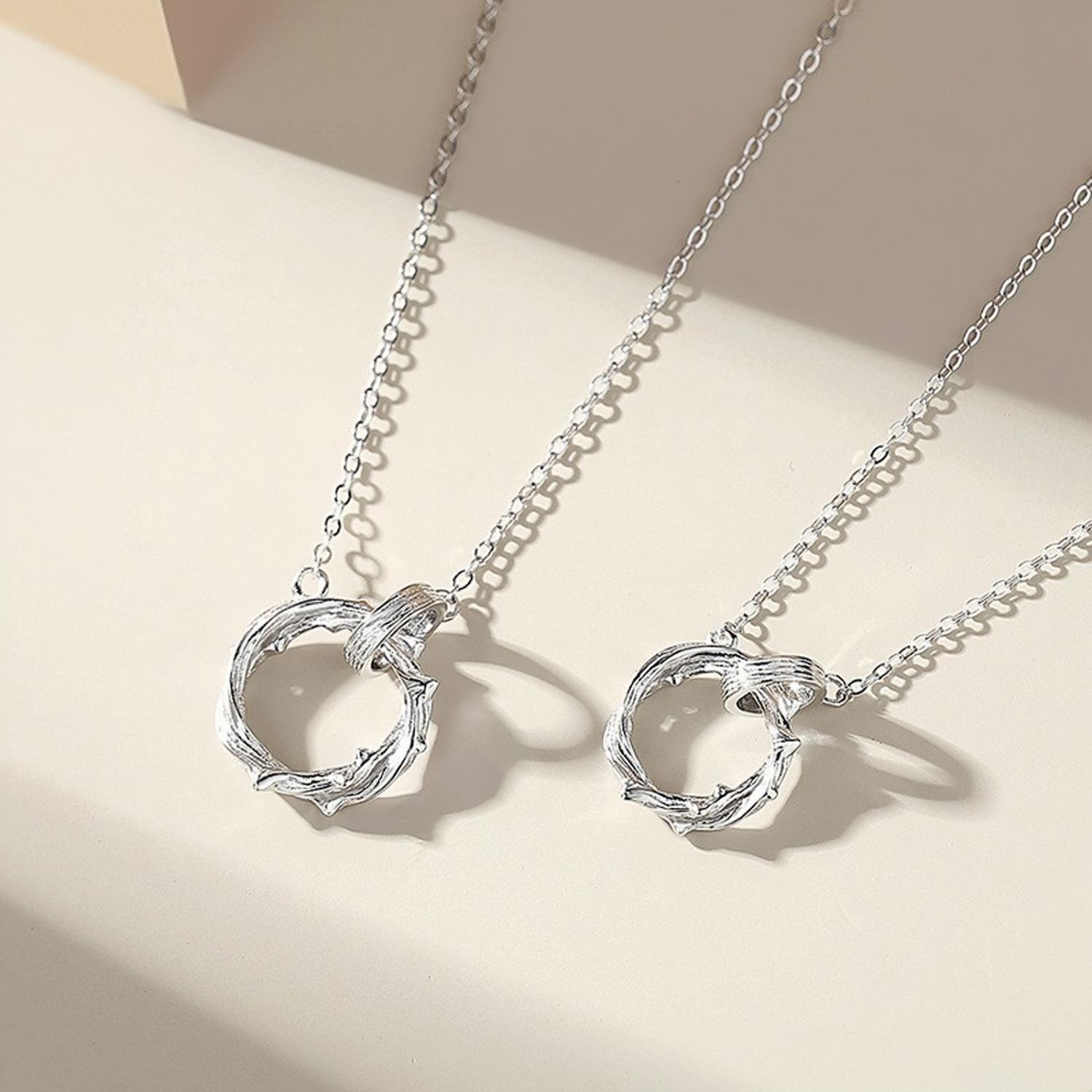 Unique Thorns Knot Matching Necklace For Couples In Sterling Silver