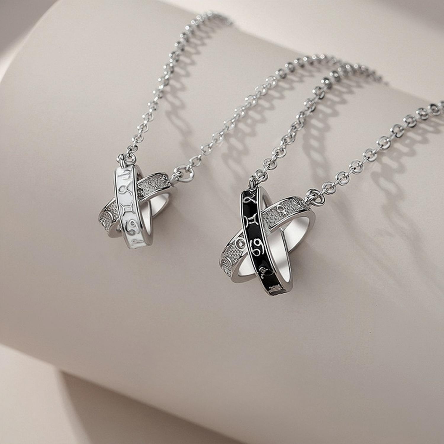 bimg_378_1 Engravable Zodiac Signs Interlocking Ring Necklaces For Couples In Sterling Silver