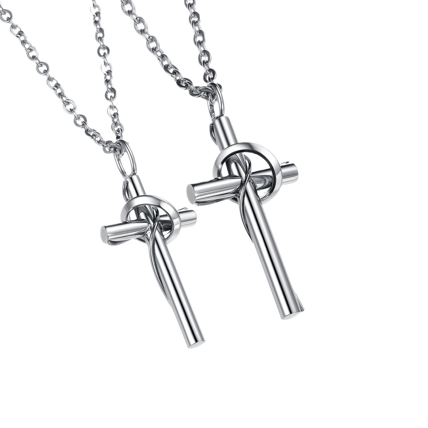 Unique Matching Cross Necklaces For Couples In Titanium