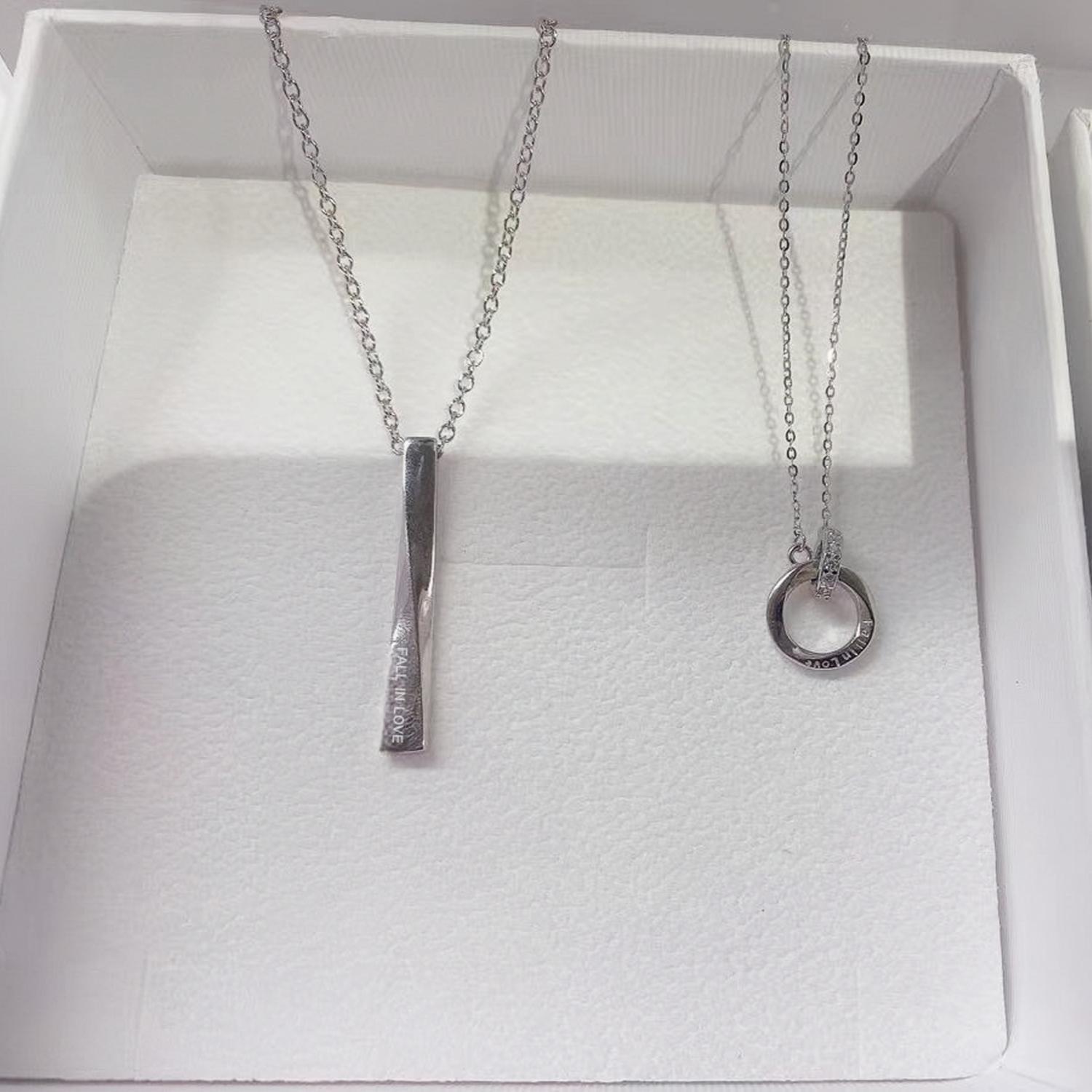 Unique Fall In Love Matching Infinity Couple Necklaces In Sterling Silver