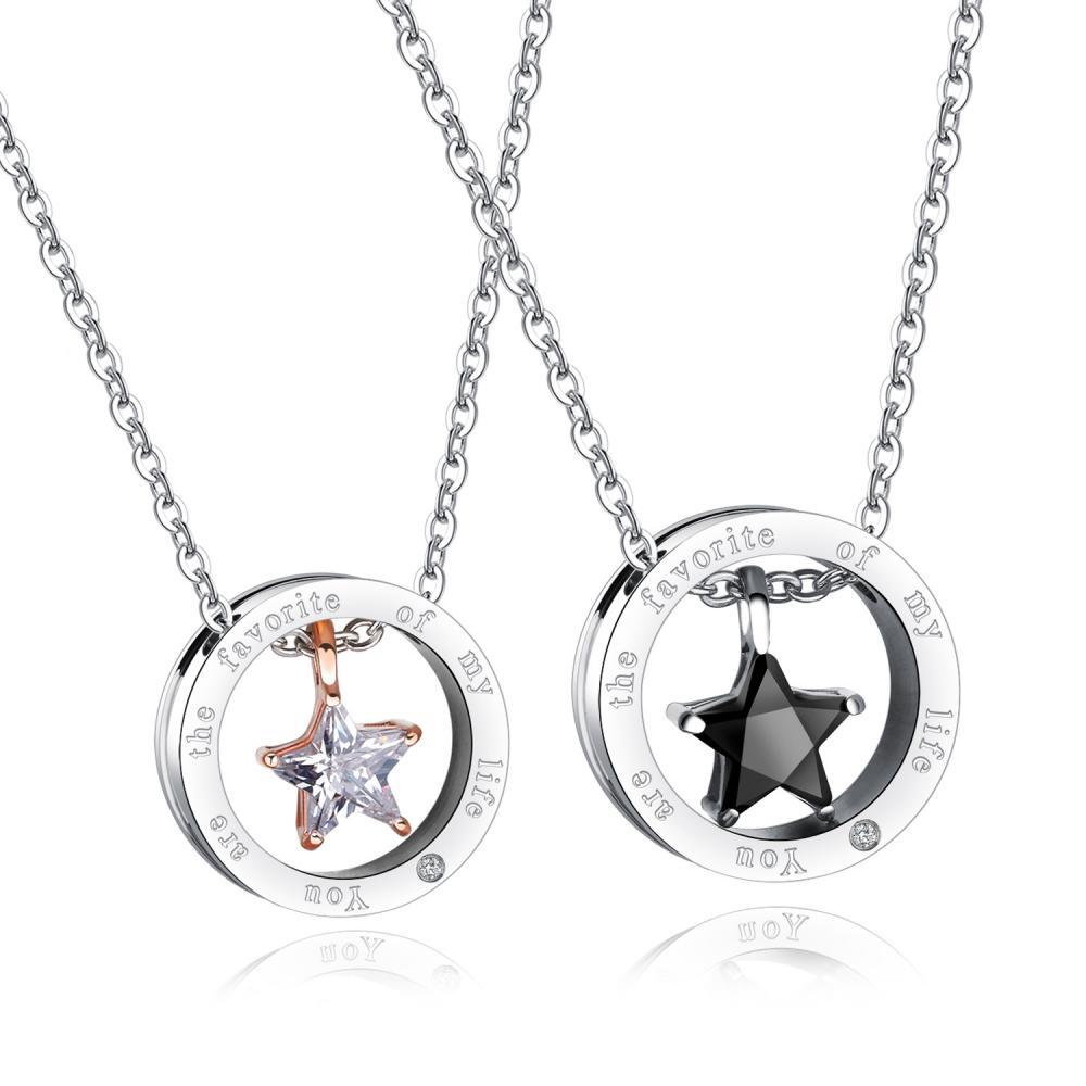Unique Love Star Ring Necklaces For Couples In Titanium