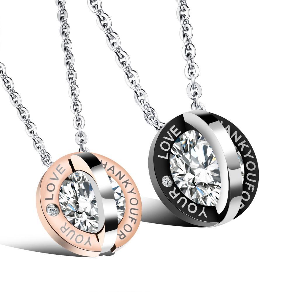 Unique Love Ring Necklaces For Couples In Titanium