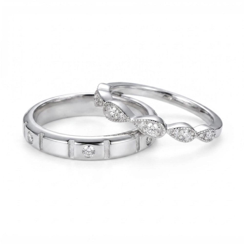 Engravable Love Infinity Silver Moissanite Promise Rings For Couples