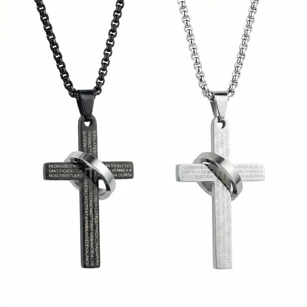 Engravable Matching Couple Cross Necklaces In Titanium