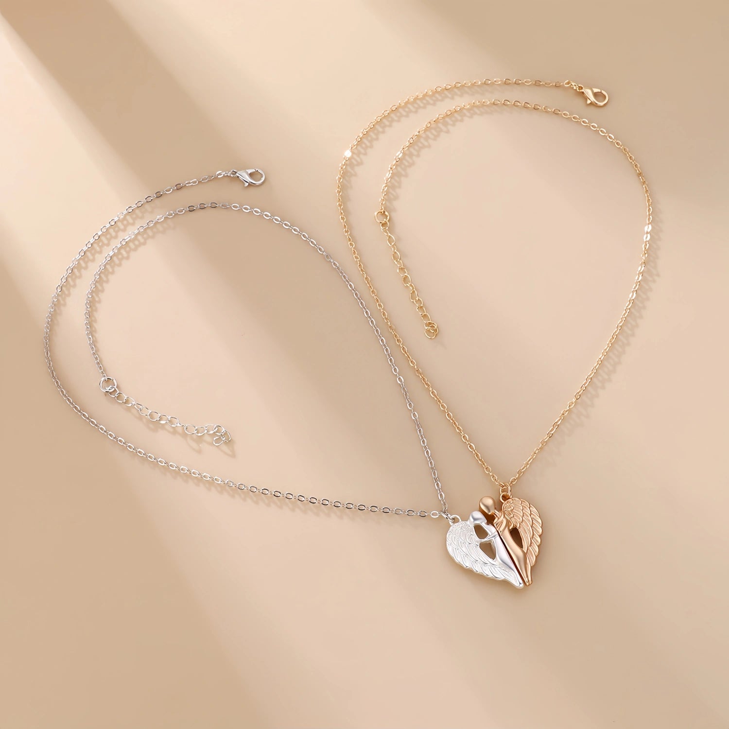 My Angel Matching Heart Necklaces For Couples In Titanium
