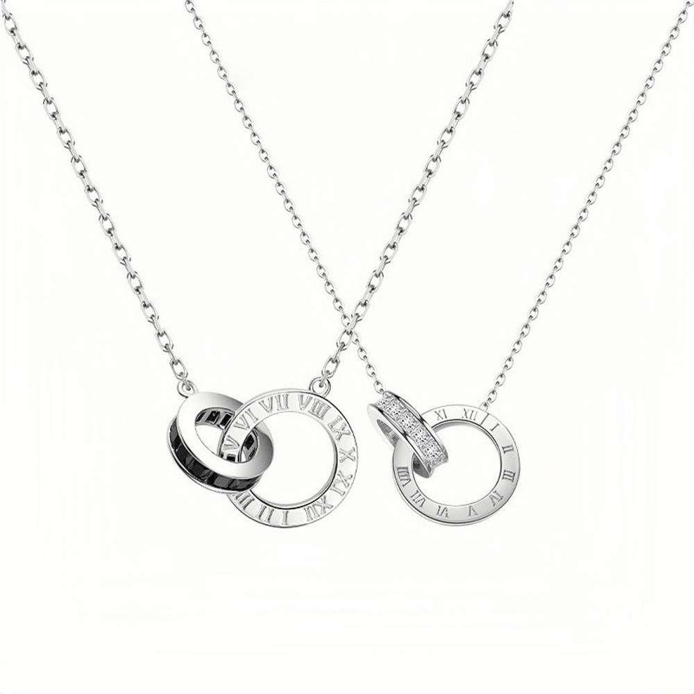 Unique Love Interlocking Ring Necklaces For Couples In Sterling Silver