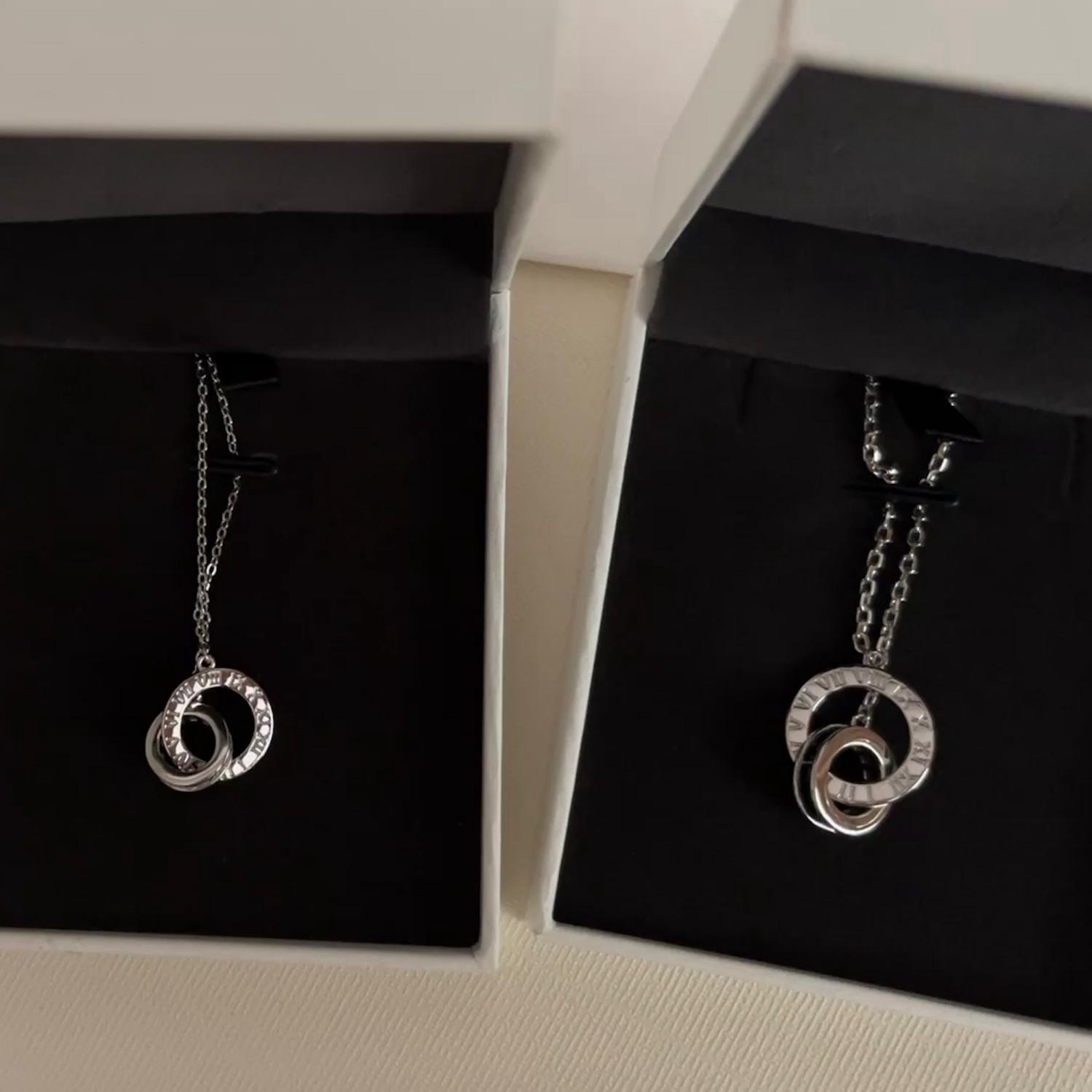 Unique Love Interlocking Ring Necklaces For Couples In Sterling Silver