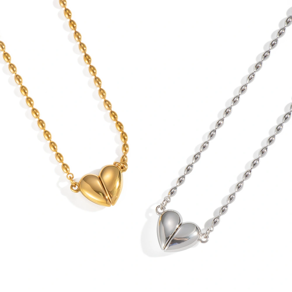 Magnetic Heart Necklaces For Couples In Titanium