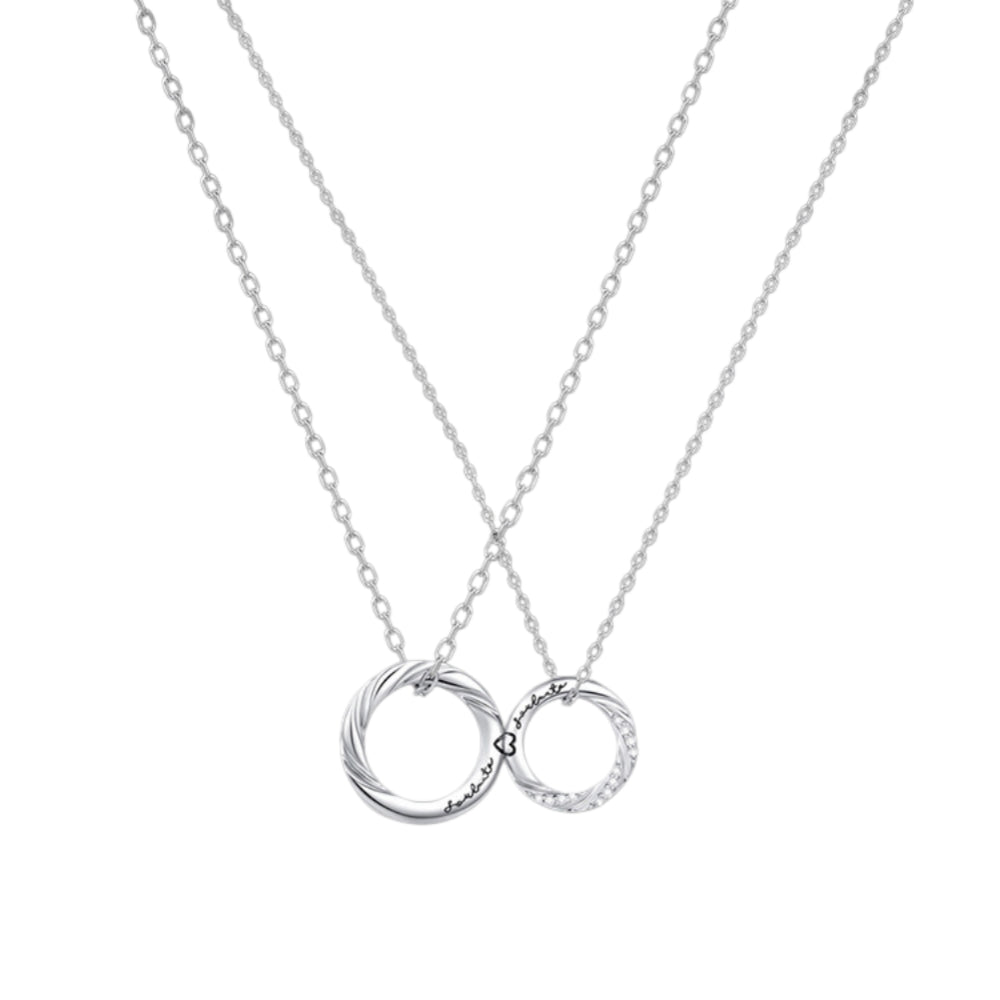 Engravable Forever Magnetic Heart Infinity Silver Couple Necklaces