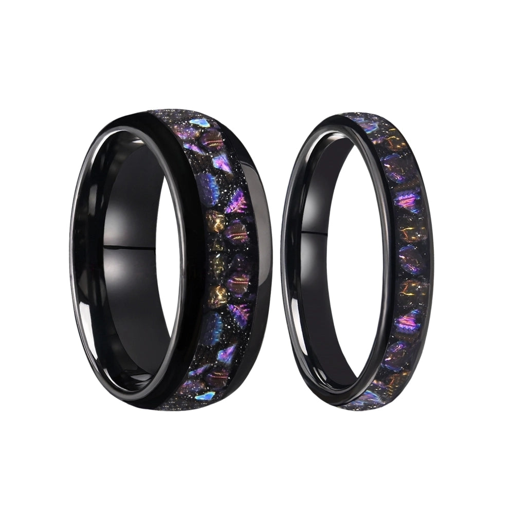 Engravable Brilliant Universe Tungsten Couple Wedding Bands