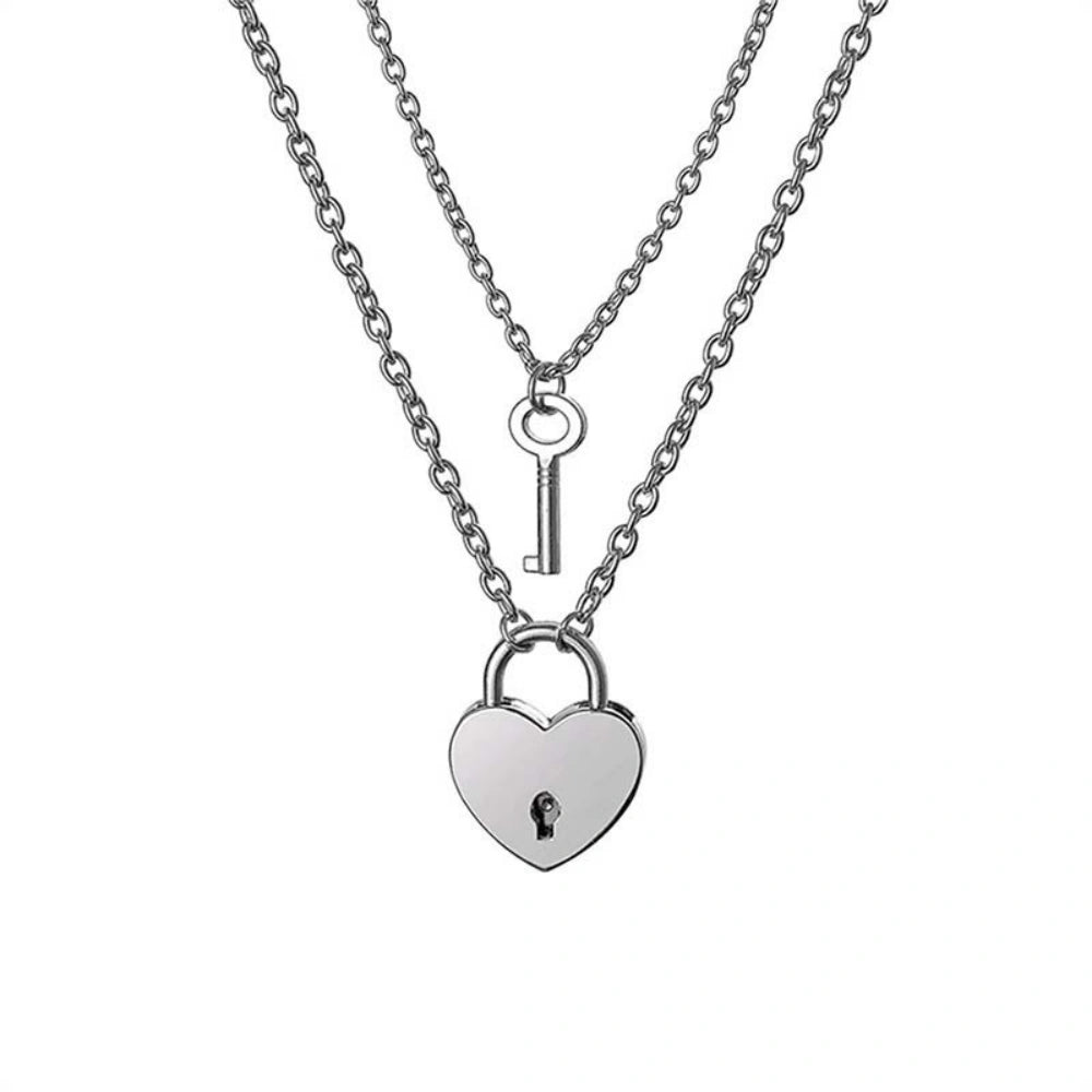 Unique Heart Lock And Key Necklaces For Couples In Titanium