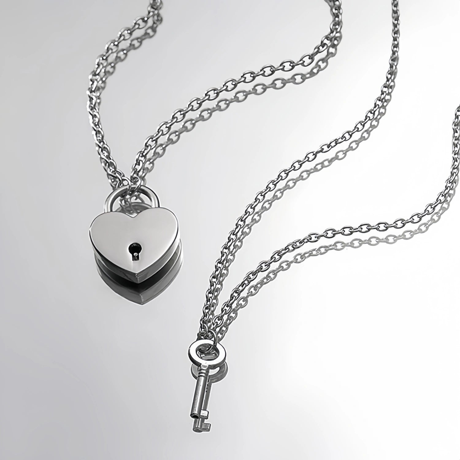 Unique Heart Lock And Key Necklaces For Couples In Titanium