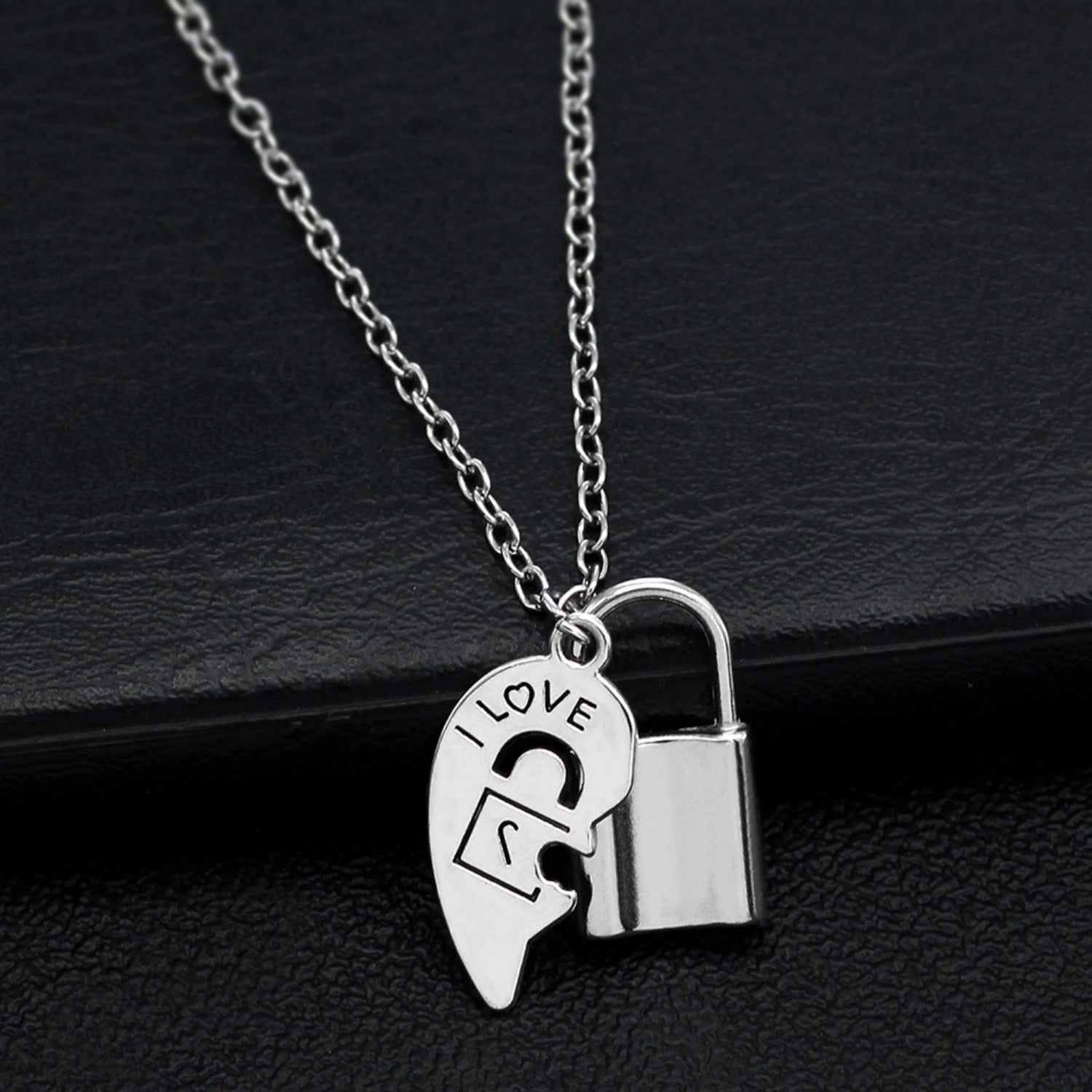 Lock And Key Matching Heart Necklaces For Couples In Titanium