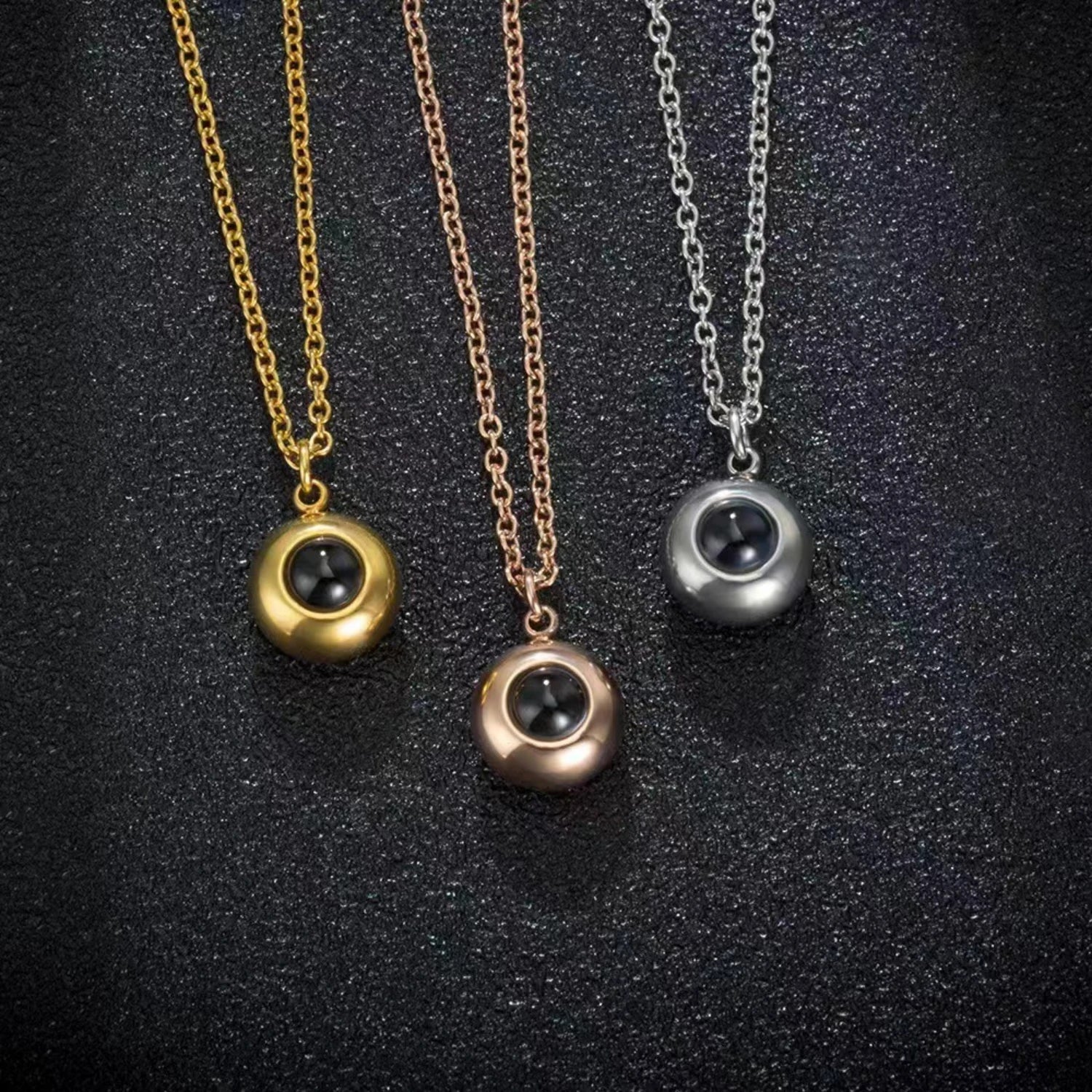 Personalized Photo Projection Necklaces For Couples In Titanium