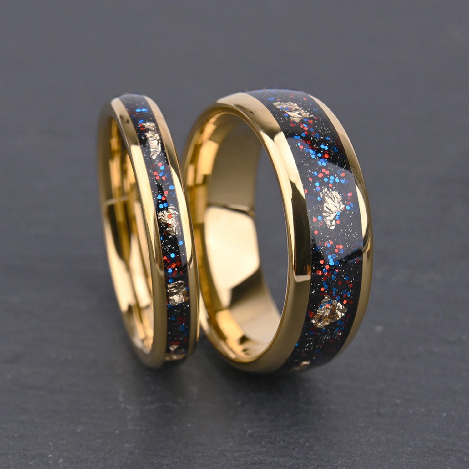 bimg_42_1 Engravable Colorful Universe Matching Tungsten Couple Wedding Bands