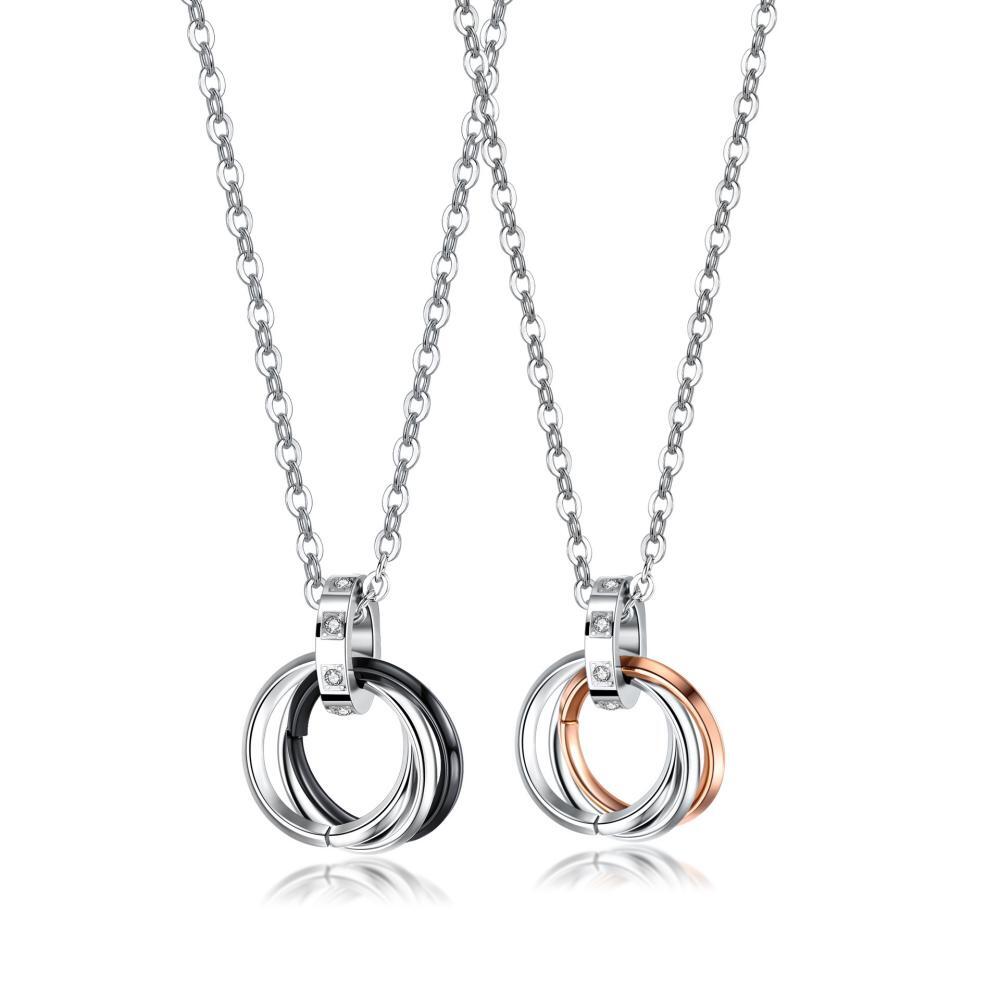 Unique Interlocking Ring Necklaces For Couples In Titanium
