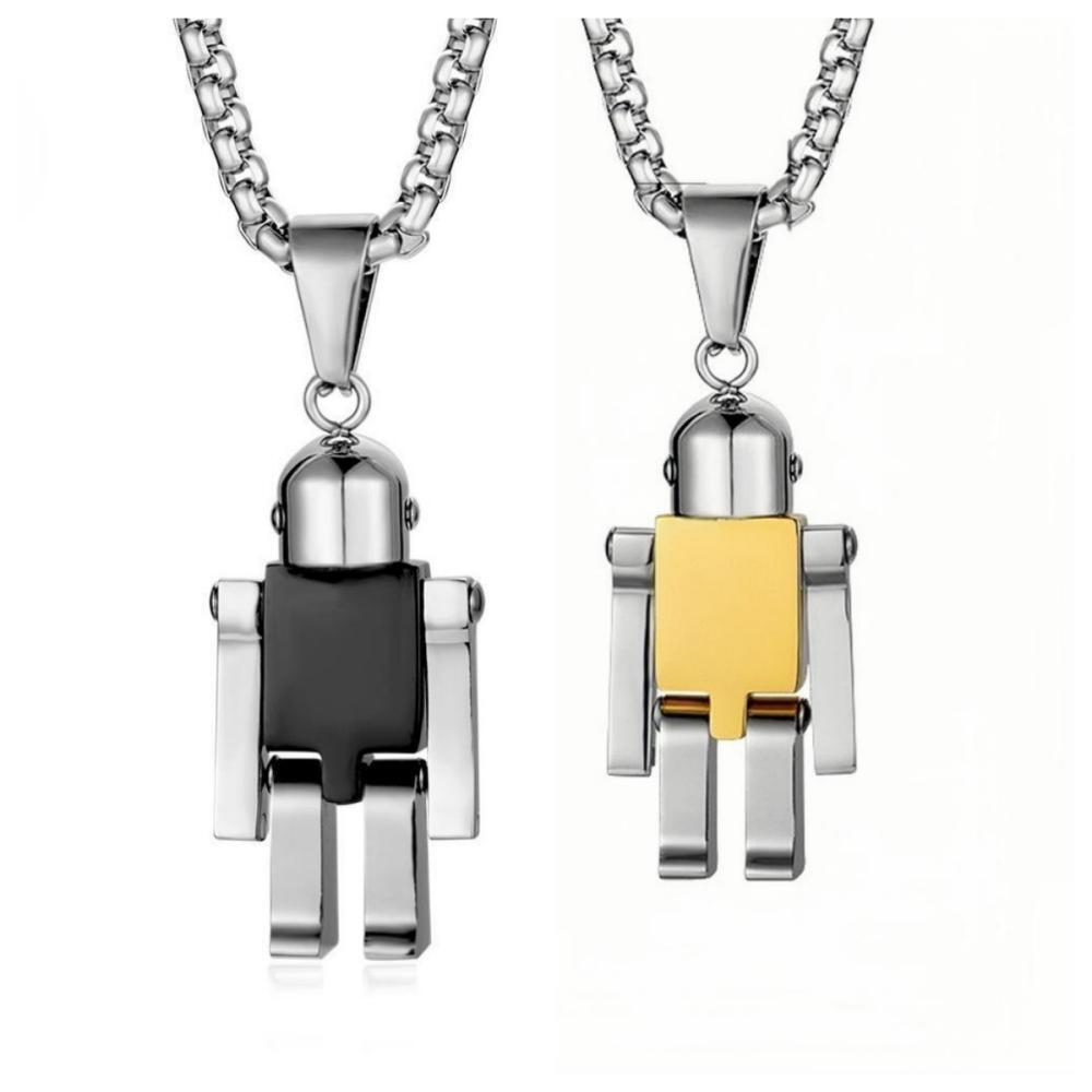 bimg_447_0 Engravable Cute Robot Couple Necklaces In Titanium