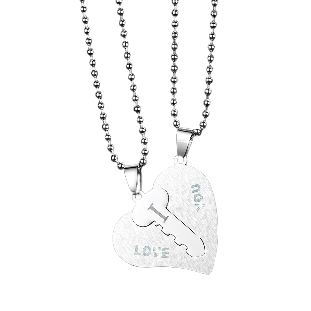 bimg_448_0 I Love You Lock And Key Matching Heart Couple Necklaces In Titanium