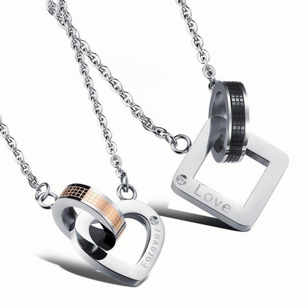 bimg_451_0 Love Forever Matching Interlocking Couple Necklaces In Titanium
