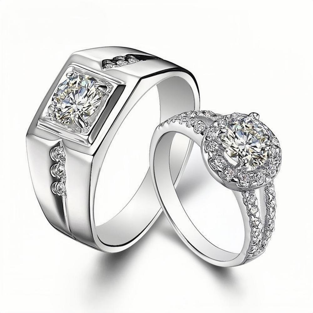 bimg_49_0 Engravable Solitaire with Side Accent Promise Rings For Couples In Sterling Silver