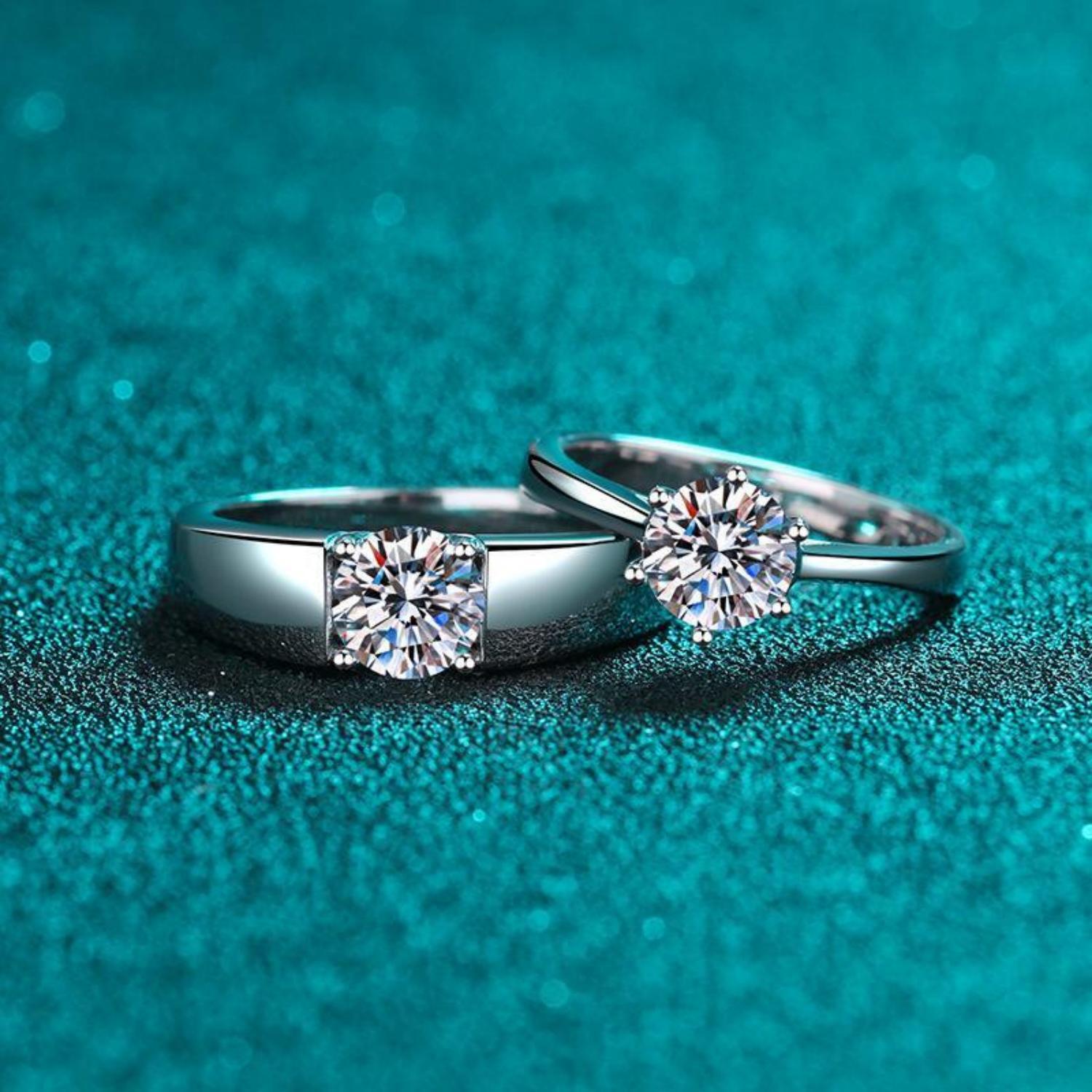 bimg_50_1 Engravable Solitaire Moissanite Promise Rings For Couples In Sterling Silver