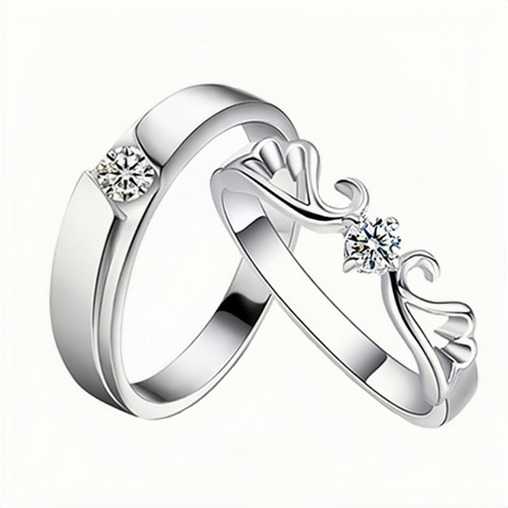 Engravable My Angel Matching Wedding Rings For Couples In Sterling Silver