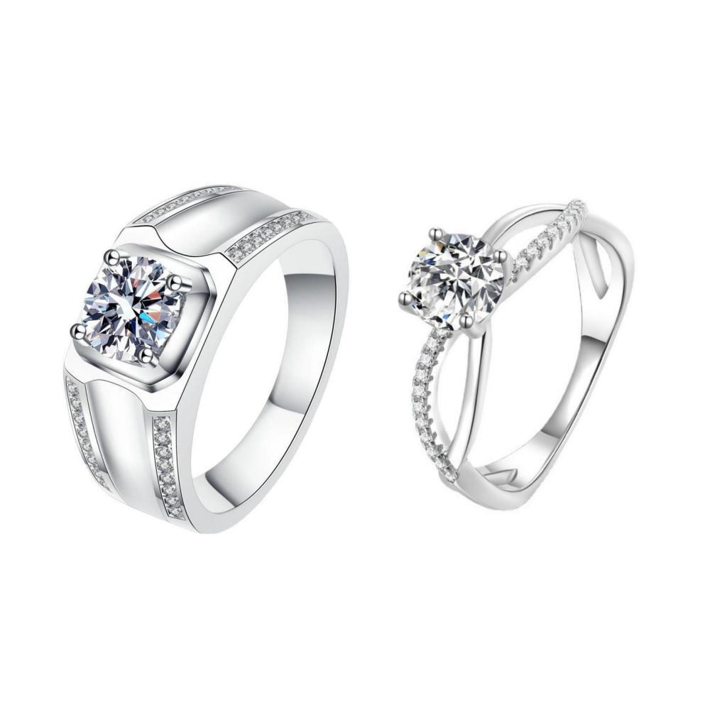 Engravable Infinity Love Matching Couple Wedding Rings In Sterling Silver