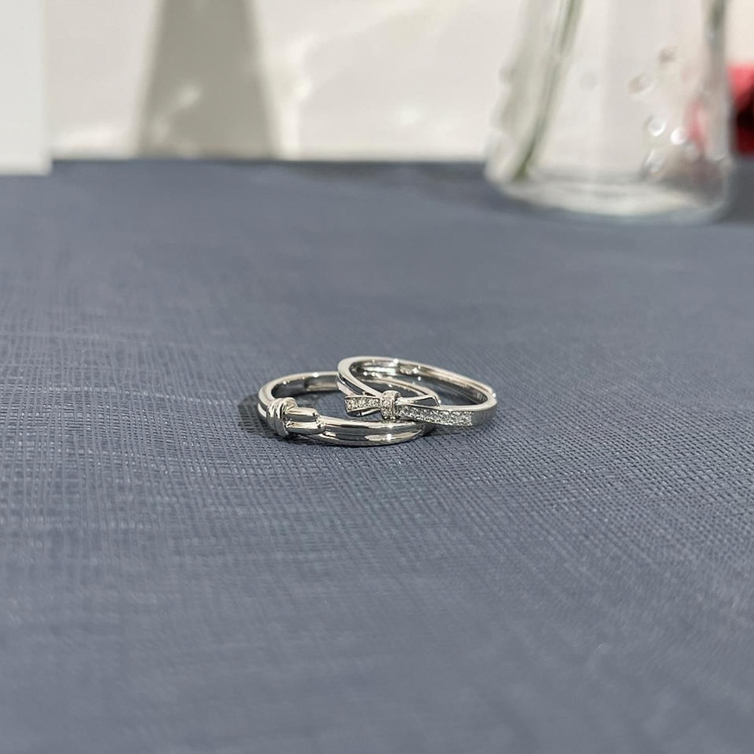 Adjustable Knot Promise Rings Sets In Sterling Silver