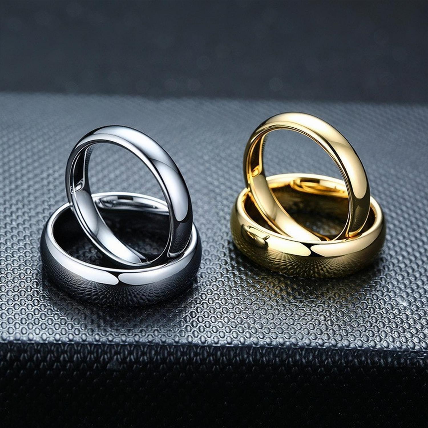 Engravable Simple Promise Rings For Couples In Tungsten