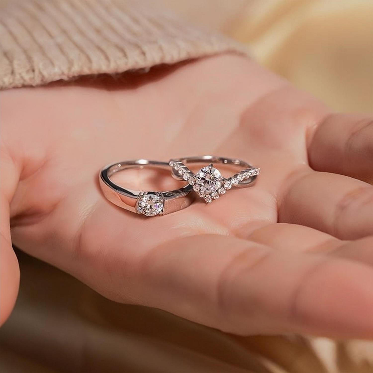 bimg_60_1 Forever My Queen Matching Moissanite Wedding Rings Sets In Sterling Silver