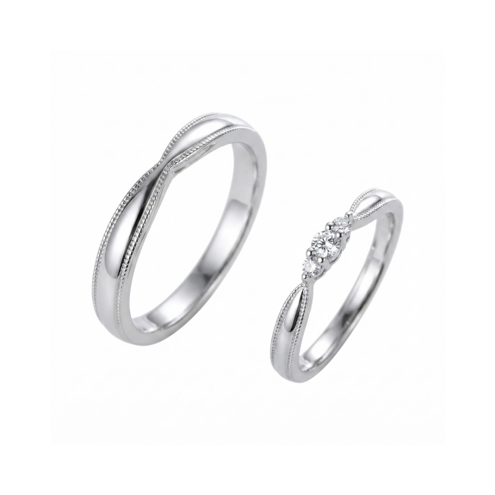 Engravable Frosted Solitaire Infinity Silver Couples Promise Rings