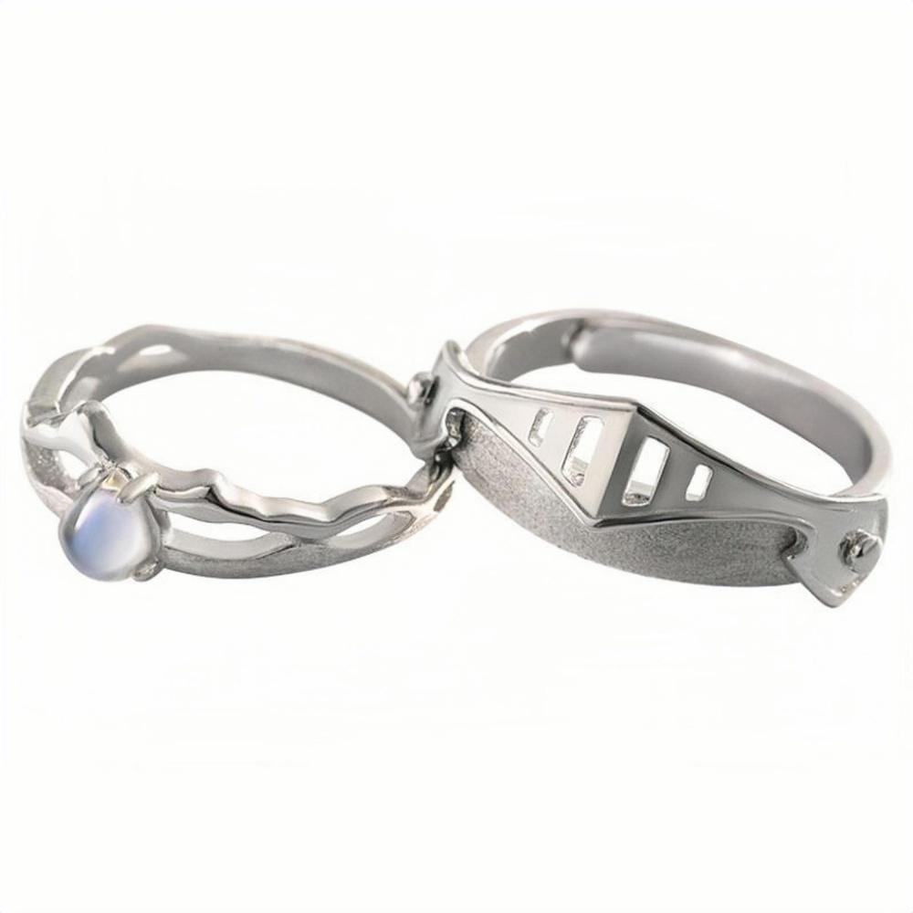 Adjustable Princess And Knight Promise Rings Sets In Sterling Silver
