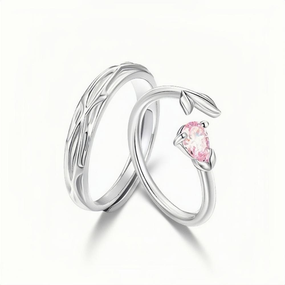 Adjustable My Rose Promise Rings For Couples In Sterling Silver