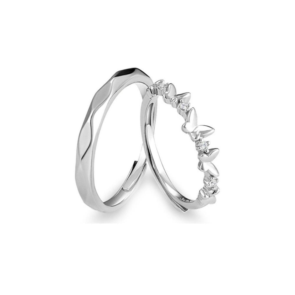 Adjustable Cute Butterfly Promise Rings For Couples In Sterling Silver