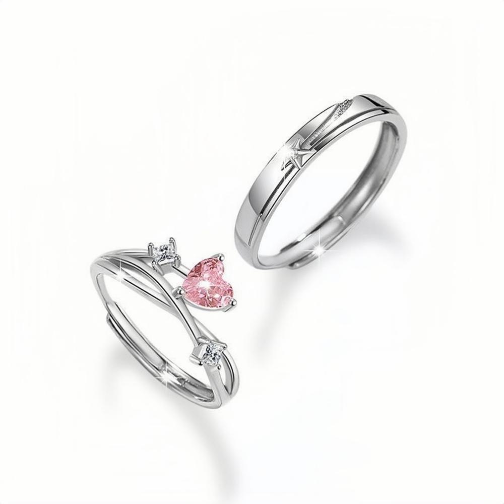 Adjustable Heartbeat Infinity Promise Rings For Couples In Sterling Silver