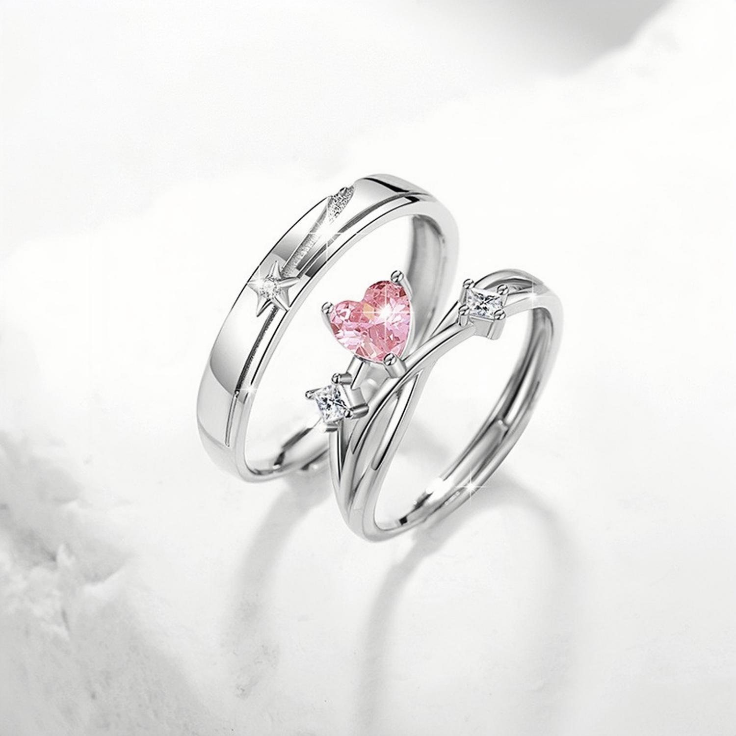 Adjustable Heartbeat Infinity Promise Rings For Couples In Sterling Silver