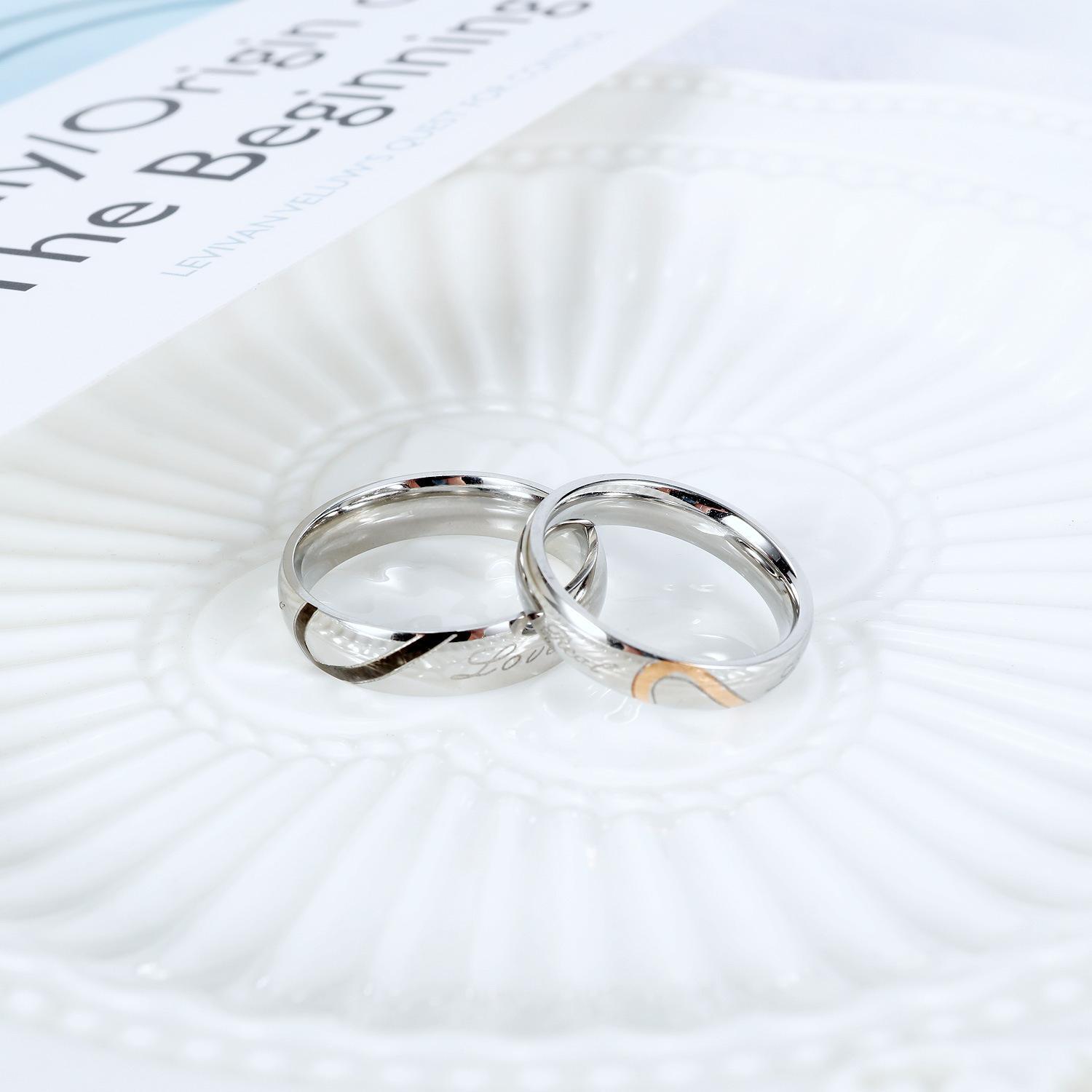 Engravable Matching Heart Couple Rings In Titanium