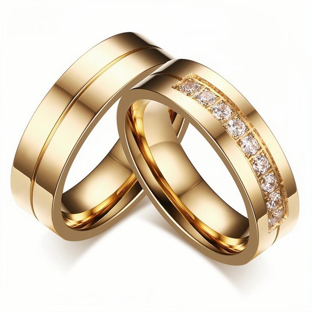 Yellow Engravable Promise Rings For Couples In Titanium