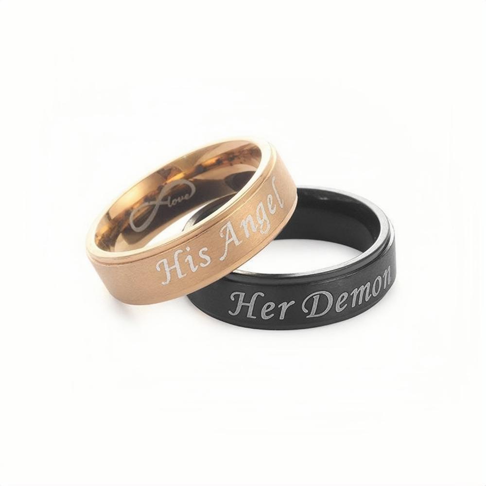 bimg_87_0 Unique Her Demon His Angel Promise Rings For Couples In Titanium