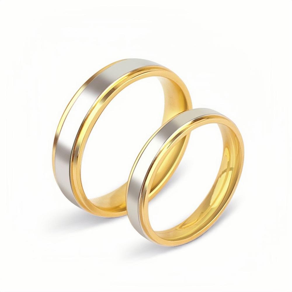 Engravable Simple Couple Rings Set In Titanium