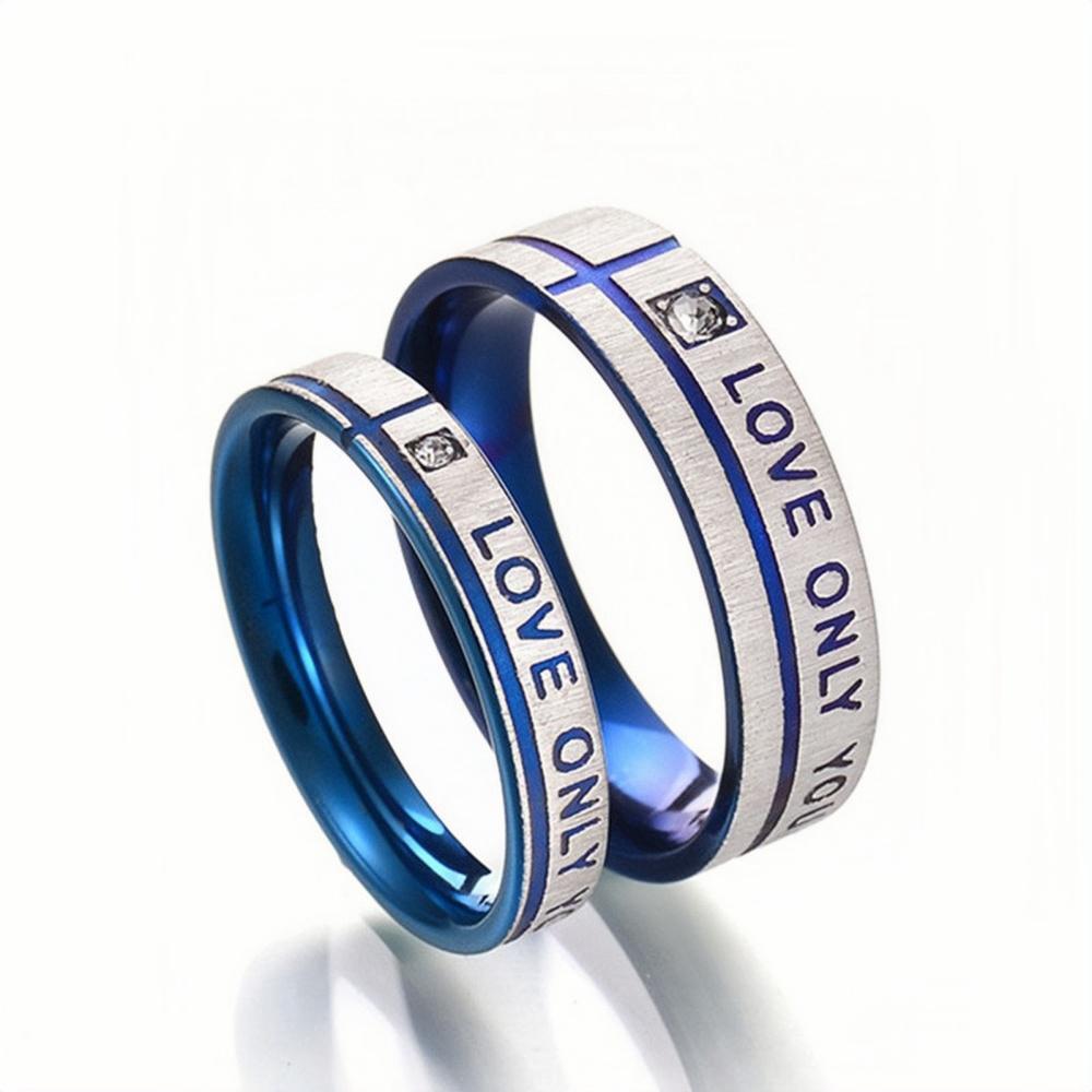 Engravable Love Only You Promise Rings For Couples In Titanium