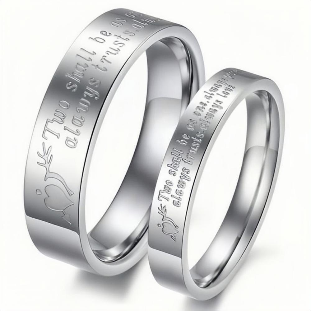 bimg_96_0 Two Shall Be As One Always Protects Always Trusts Always Promise Rings In Titanium