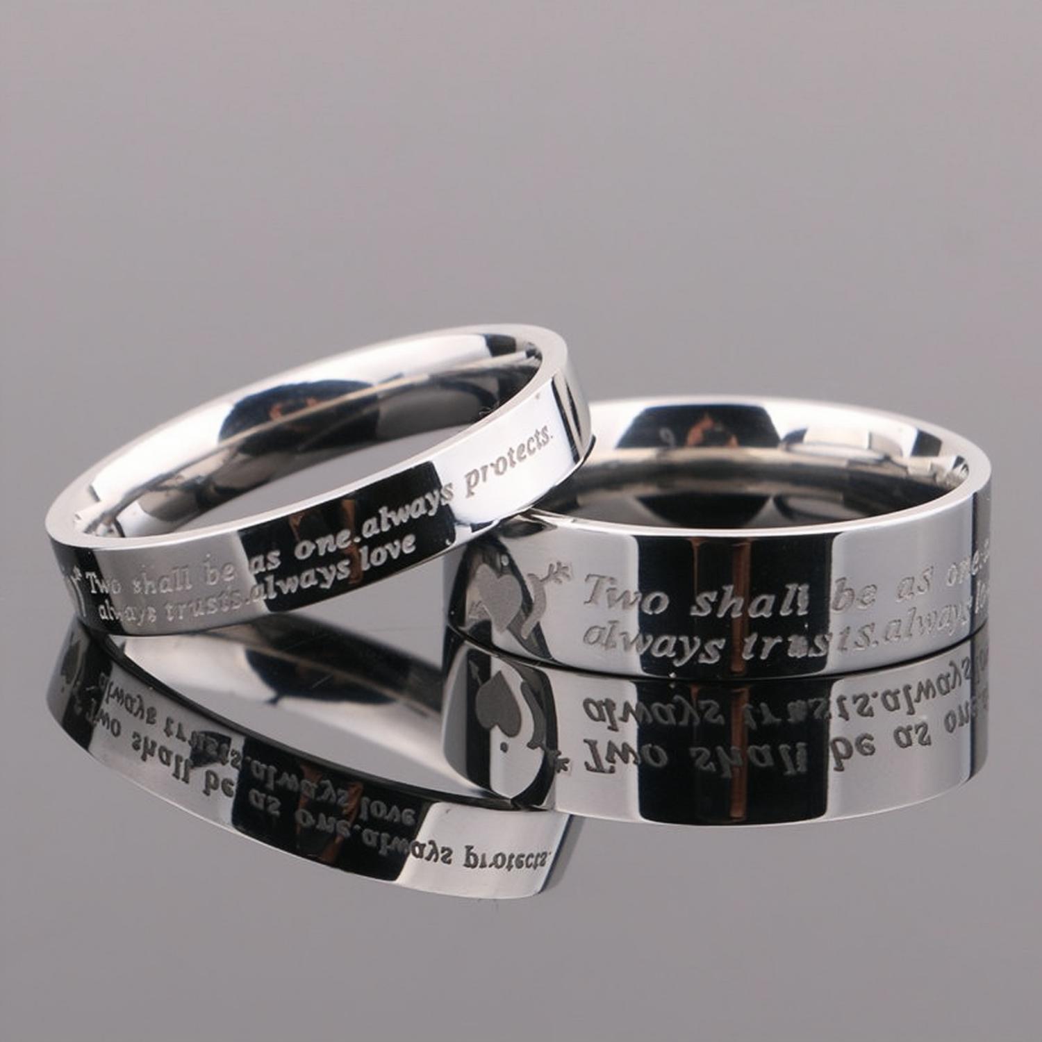 bimg_96_1 Two Shall Be As One Always Protects Always Trusts Always Promise Rings In Titanium