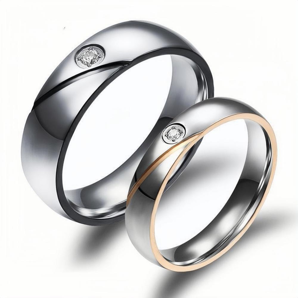 Engravable Simple Matching Couple Rings In Titanium