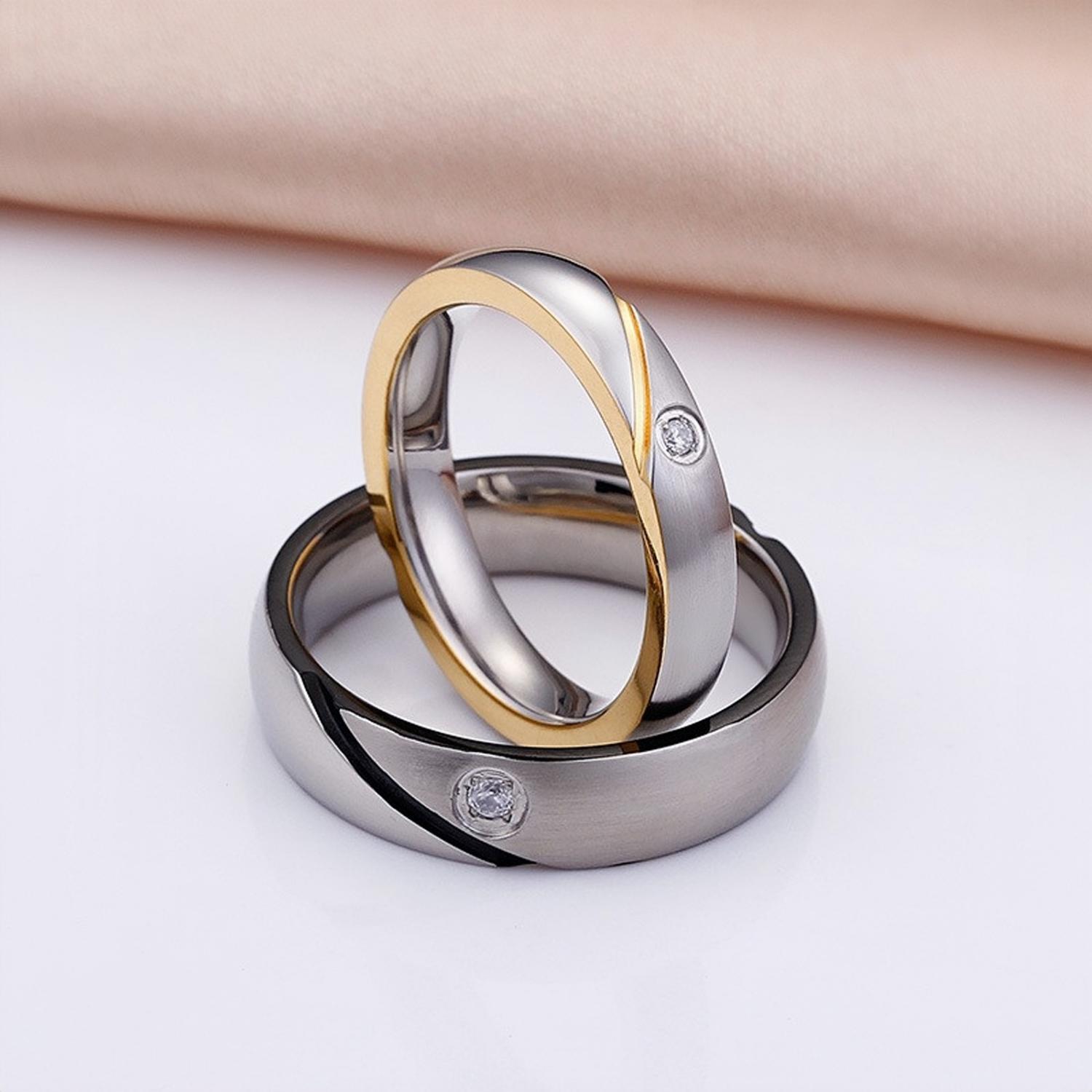 Engravable Simple Matching Couple Rings In Titanium