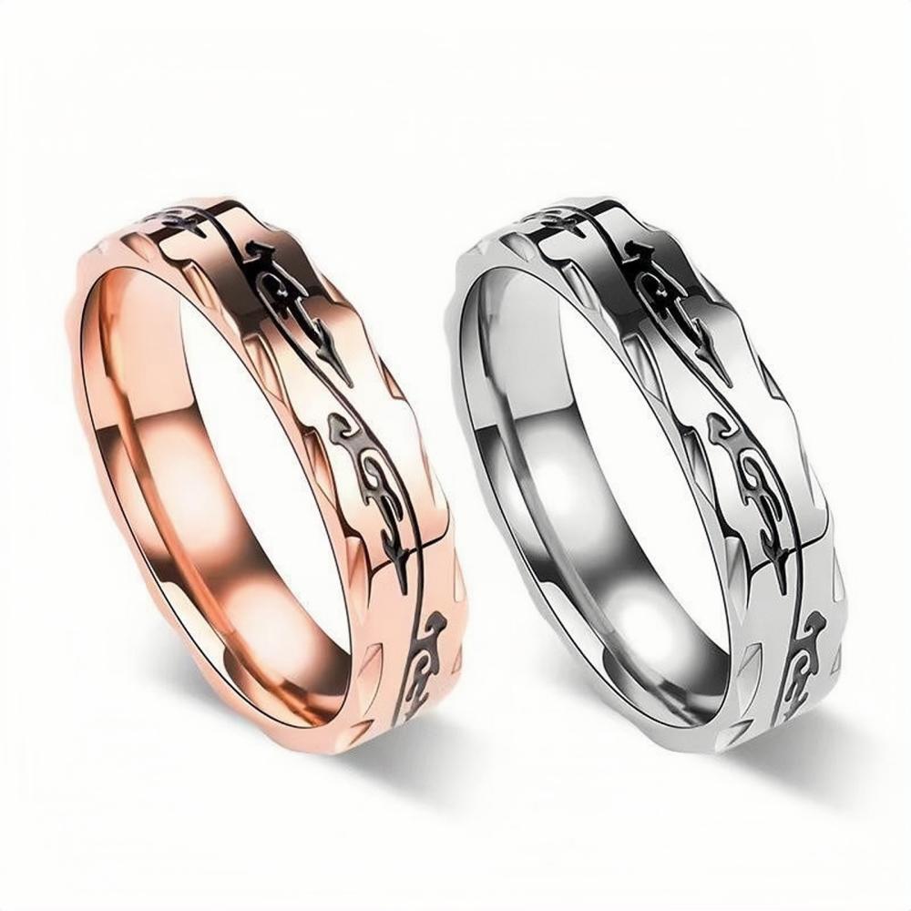 Engravable Matching Thorns Rings For Couples In Titanium