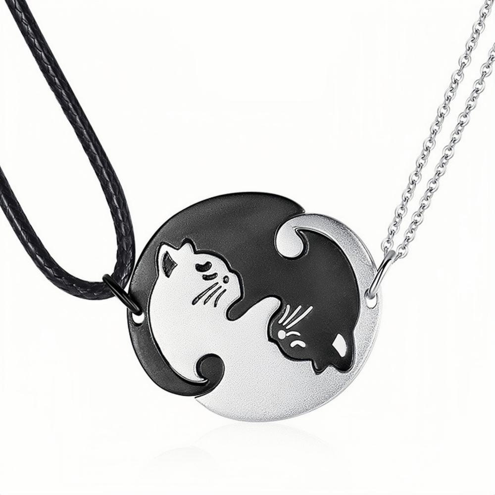 EterLove Cat Couple Necklaces - Engravable Sterling Silver