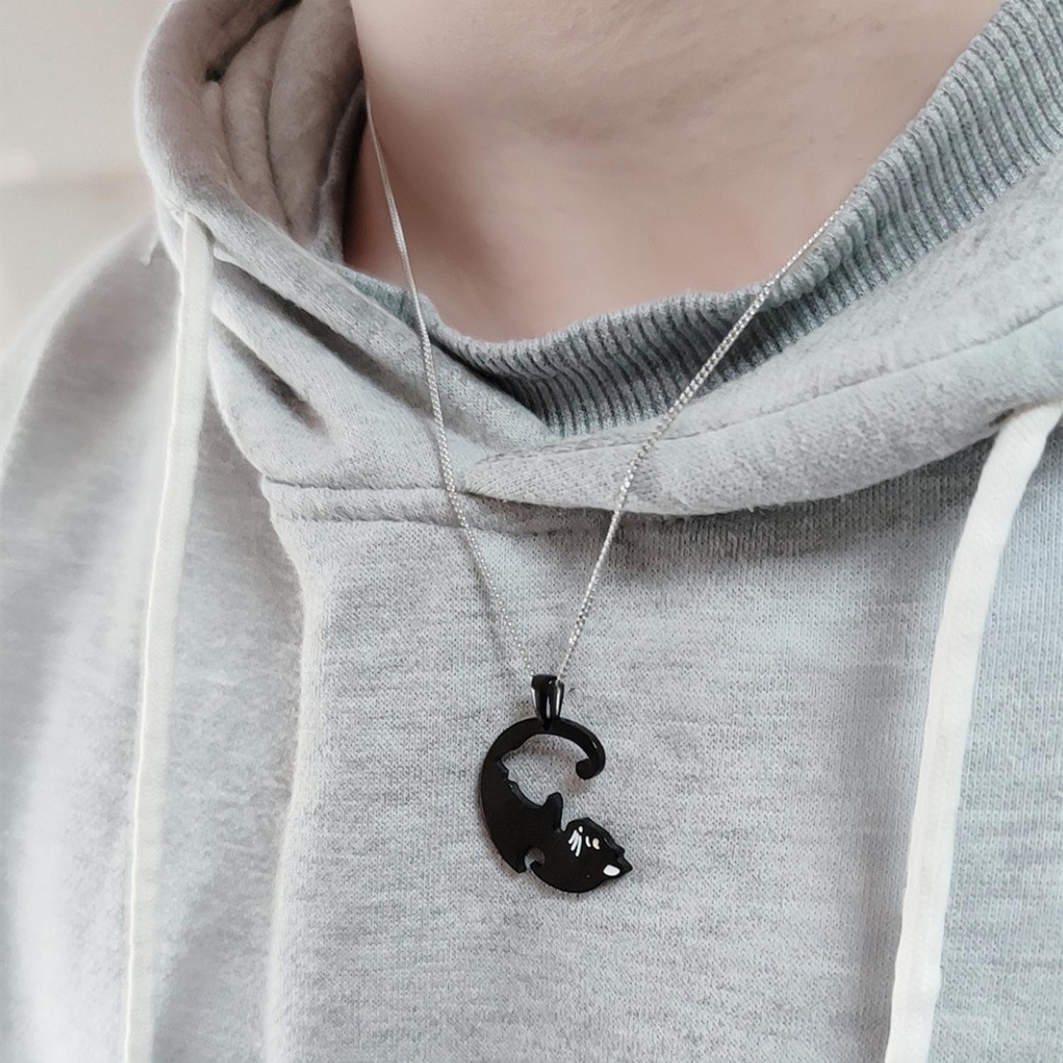 EterLove Cat Couple Necklaces - Engravable Sterling Silver