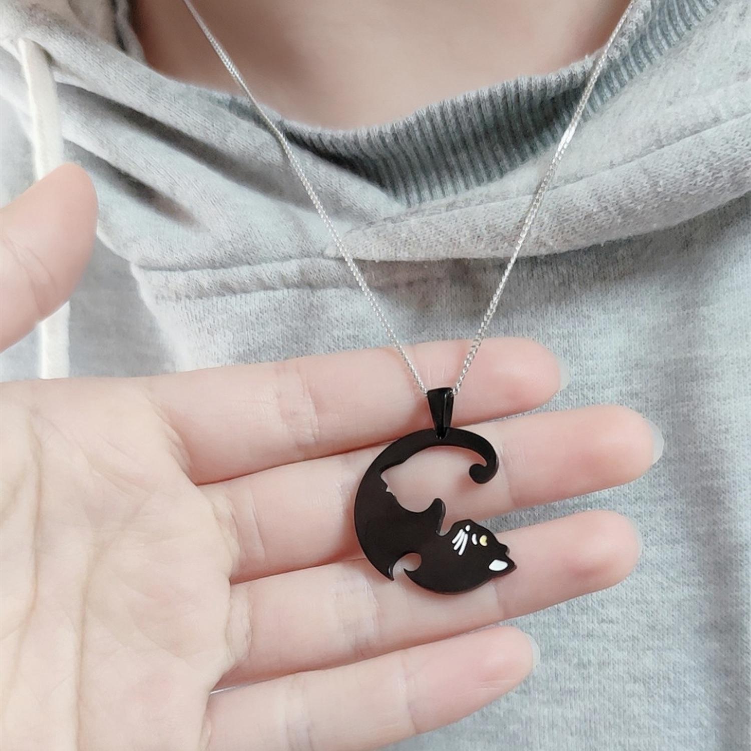 EterLove Cat Couple Necklaces - Engravable Sterling Silver