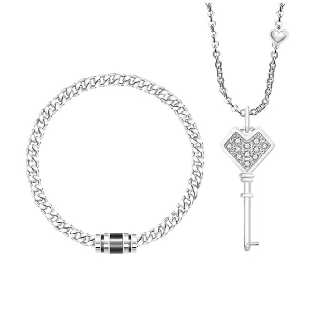 EterLove Lock & Key Couple Set - Bracelet and Necklace